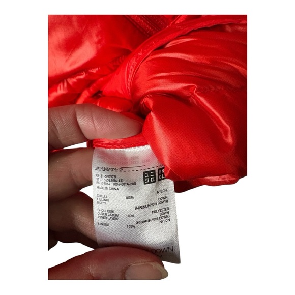 Uniqlo Ultra Light Down Puffer Jacket Coat Orange Red Size Large - Picture 7 of 9